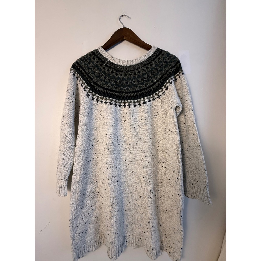 Maurices Women Cream Speckled Fair Isle Sweater Dress Green Grey Size 0 - Picture 2 of 10